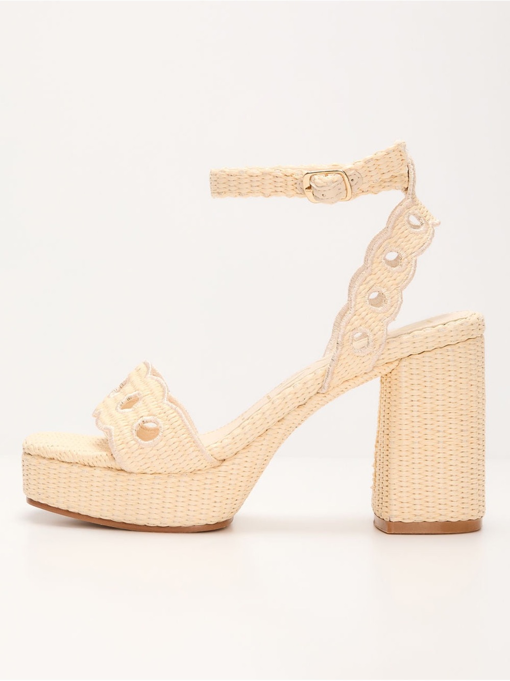 Altar'd State Cream Scalloped Platform Block Heel Sandals